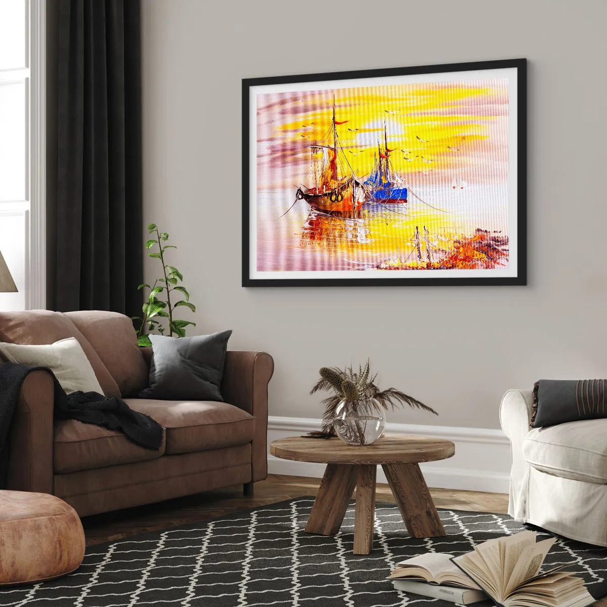 Plakát v černém rámu - Zasloužený odpočinek v přístavu - 40x30 cm