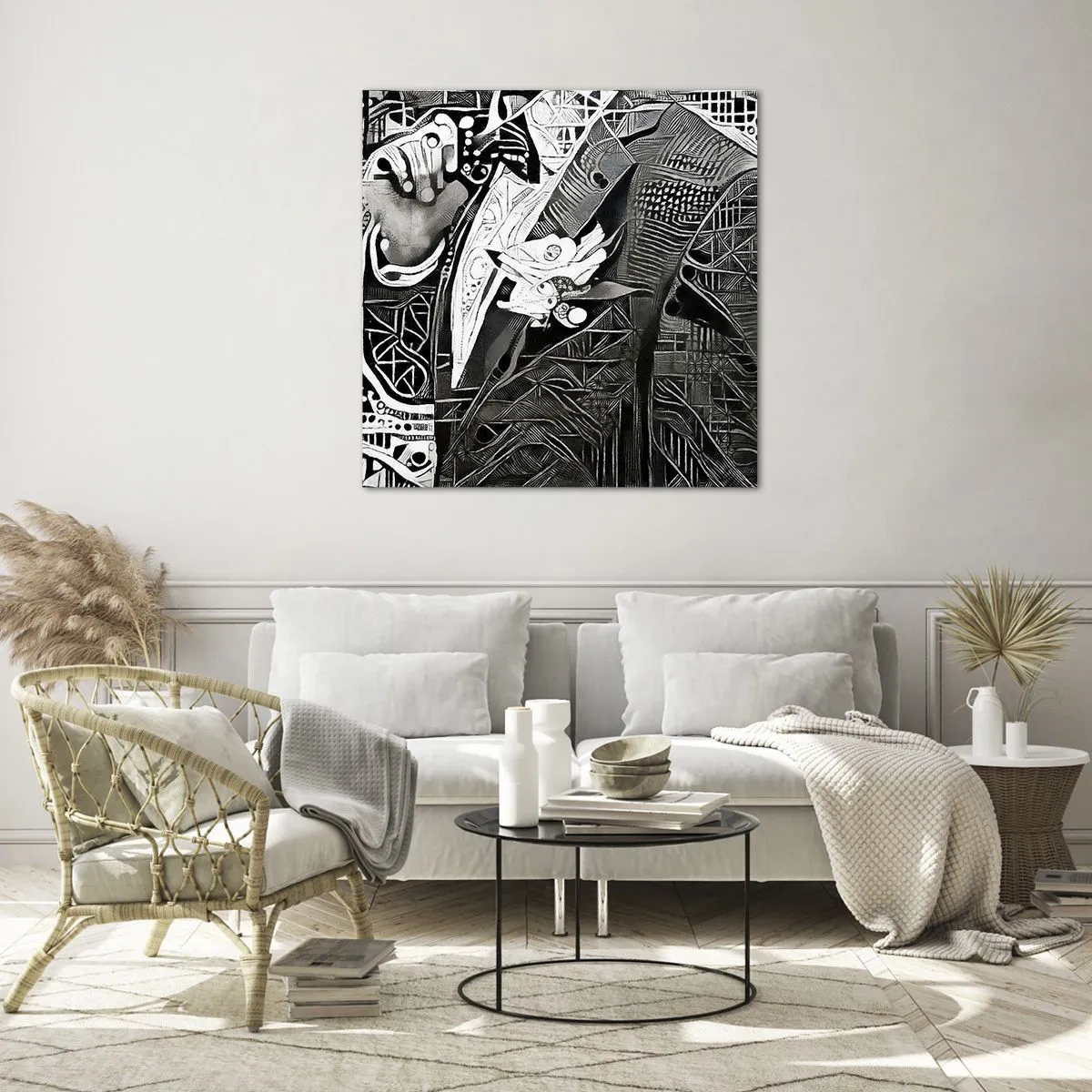 Obraz na skle - Pouze zdánlivě šedý člověk - 60x60 cm