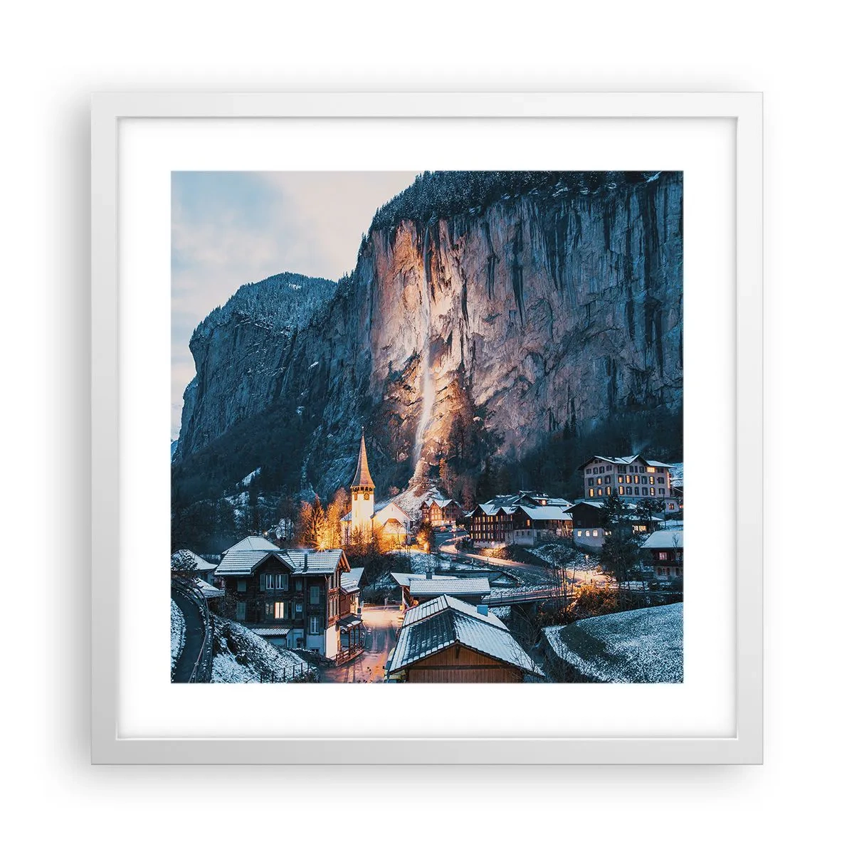 Plakát v bílém rámu - Světlý duch zimy - 40x40 cm