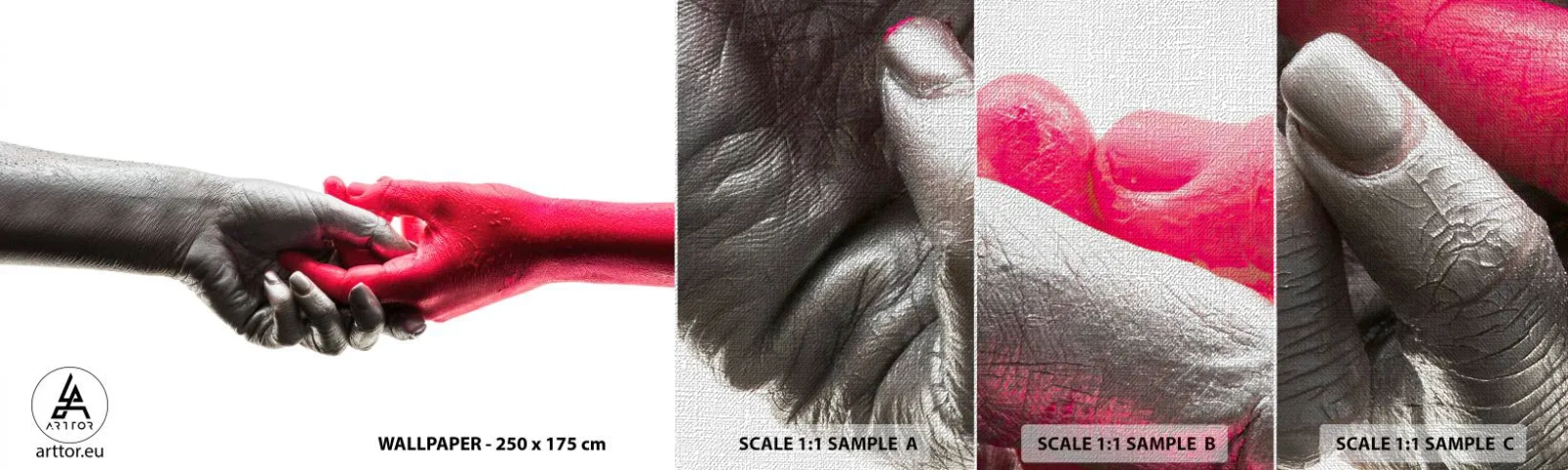 Vzor Fototapety Premium Canvas - Spolu i když jsme odlišní - Lidské ruce, Ruka, Abstrakce - 100x30 cm