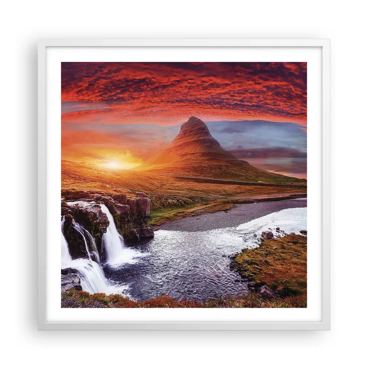 Plakát v bílém rámu - Pohled na Středozem - 60x60 cm