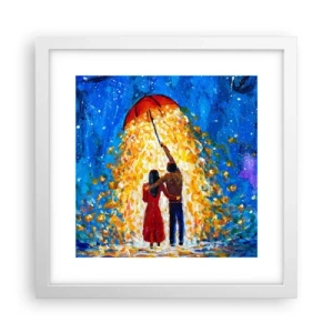 Plakát v bílém rámu - Magie deštivého večera? - 30x30 cm