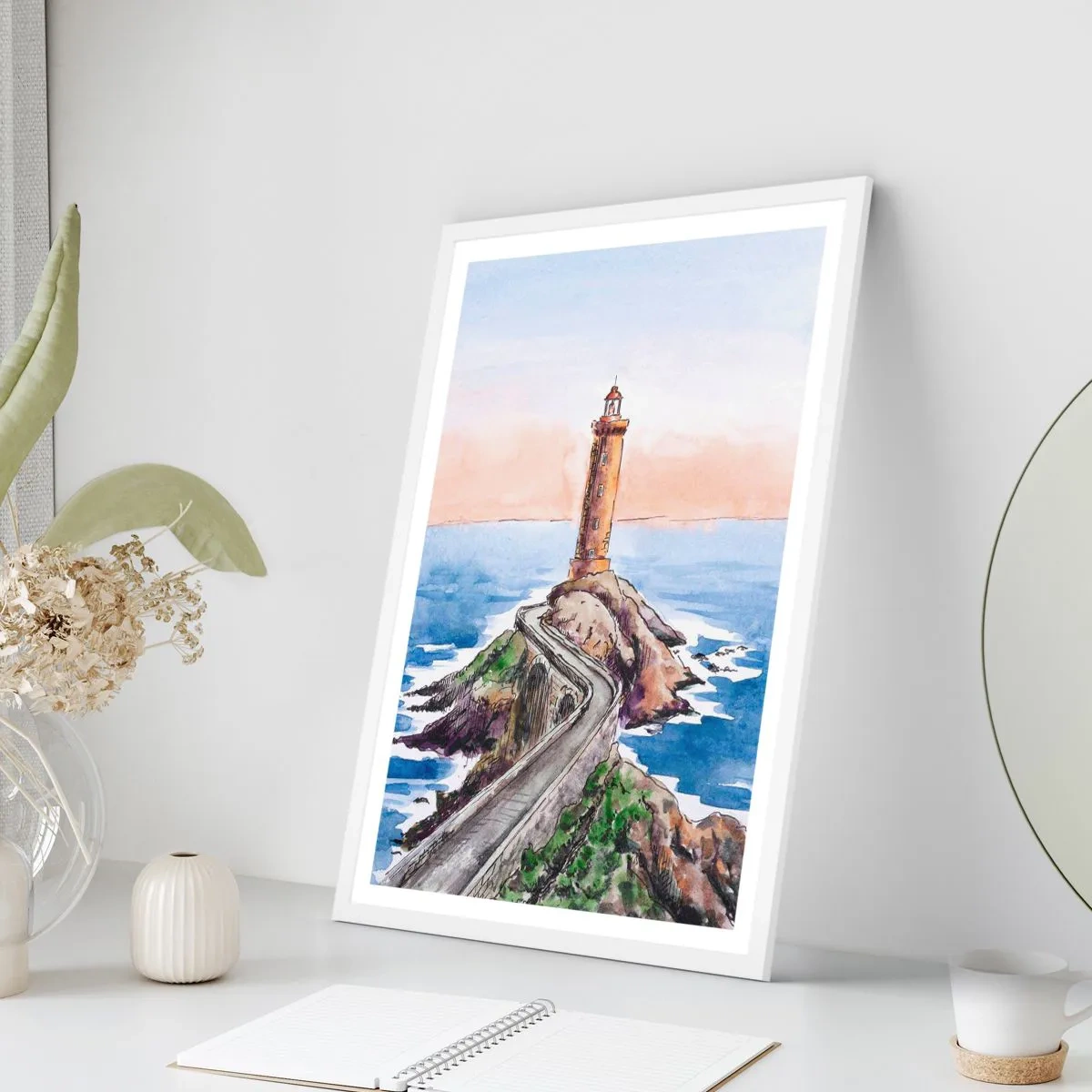 Plakát v bílém rámu - Tváří v tvář moři - 40x50 cm