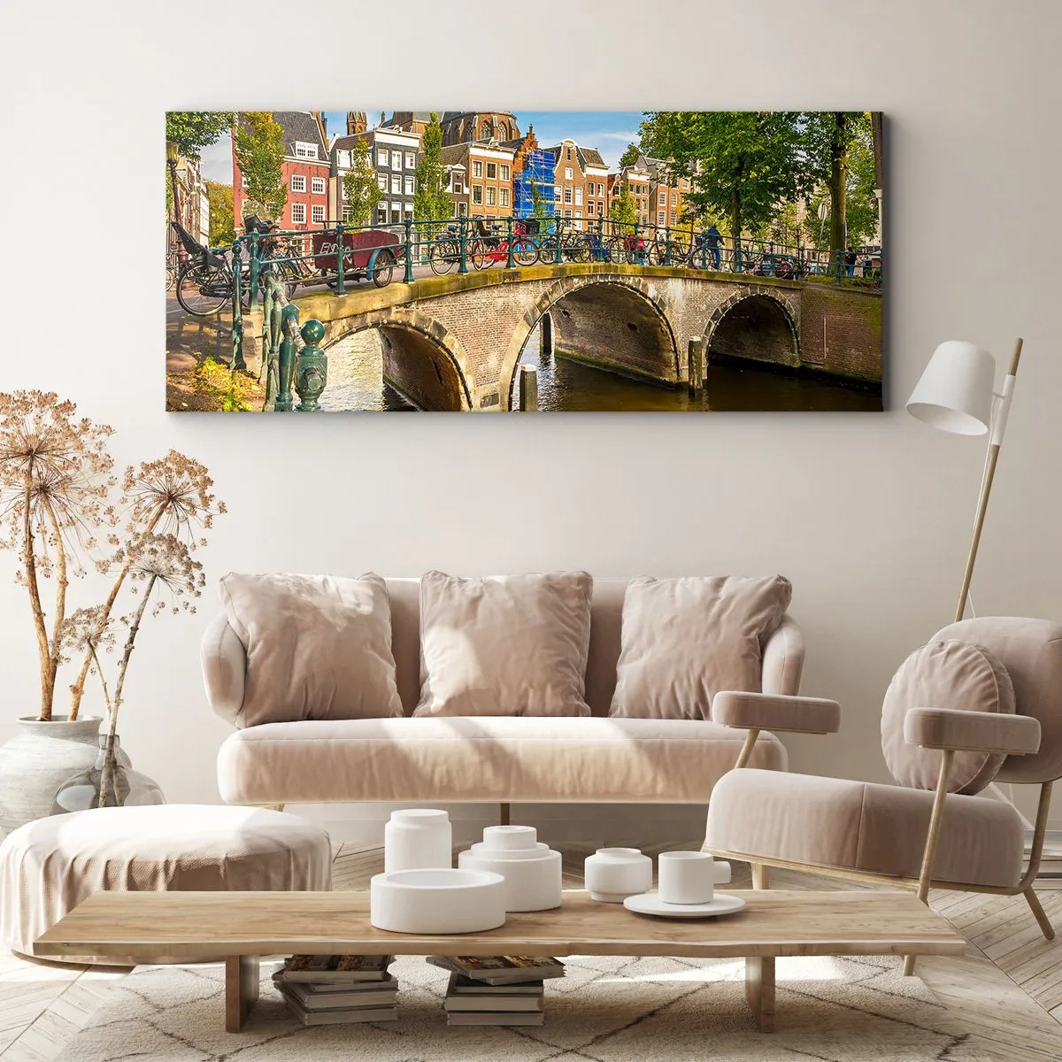Obraz na plátně - Jaro u kanálu - 140x50 cm