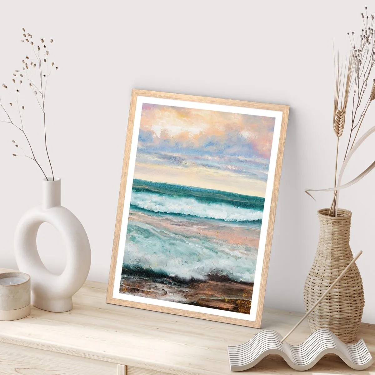 Plakát v rámu světlý dub - Tady uhladíš duši - 61x91 cm