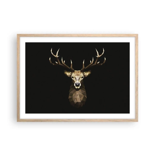 Plakát v rámu světlý dub - Kubistický jelen - 70x50 cm