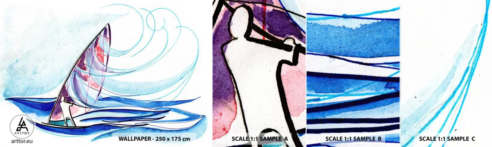 Fototapeta Vzorek Standard Eco - S větrem v rytmu vln - Surfování, Sport, Moře - 100x30 cm