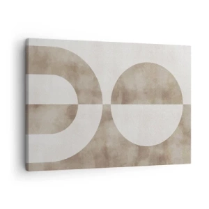 Obraz na plátně - Abstraktní obraz v béžových odstínech s geometrickými tvary a symetrií. - 70x50cm - Podobnosti a rozdíly - Moderní nástěnná dekorace do obývacího pokoje a ložnice ARTTOR