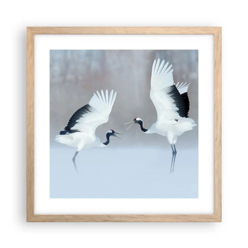 Plakát v rámu světlý dub - Tanec v mlze - 40x40 cm