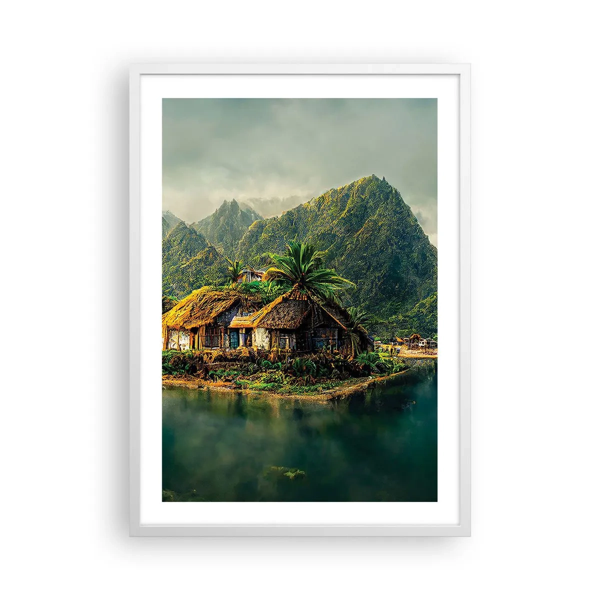 Plakát v bílém rámu - Tropický ráj - 50x70 cm