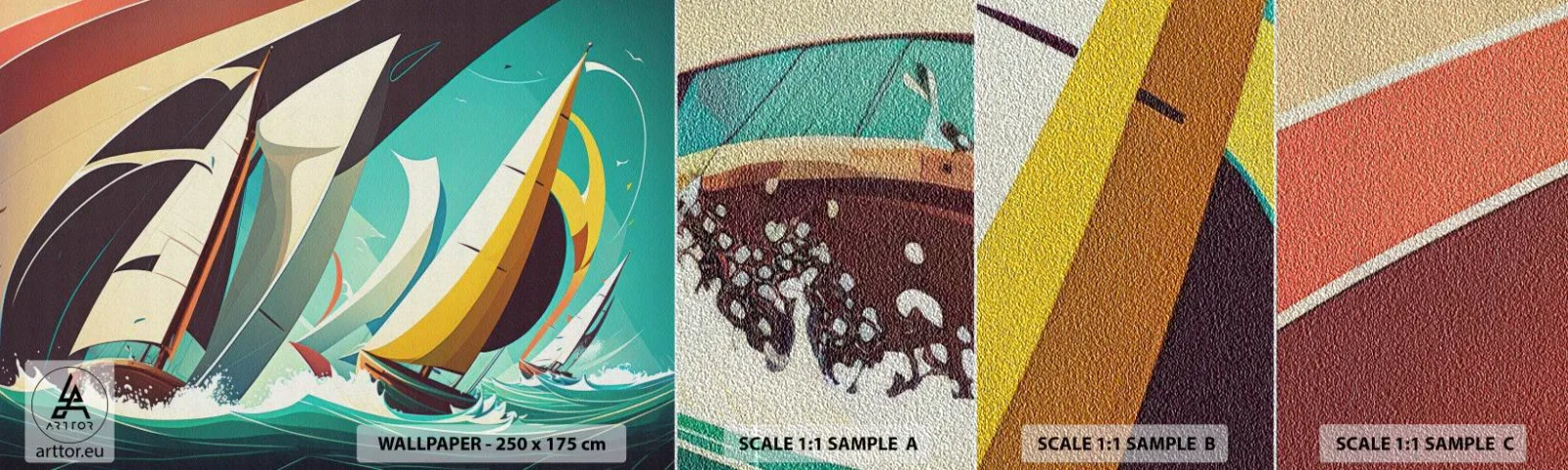 Vzor Fototapety Premium Sand - Jak vycházet s živly - Plachetnice, Regata, Moře - 100x30 cm