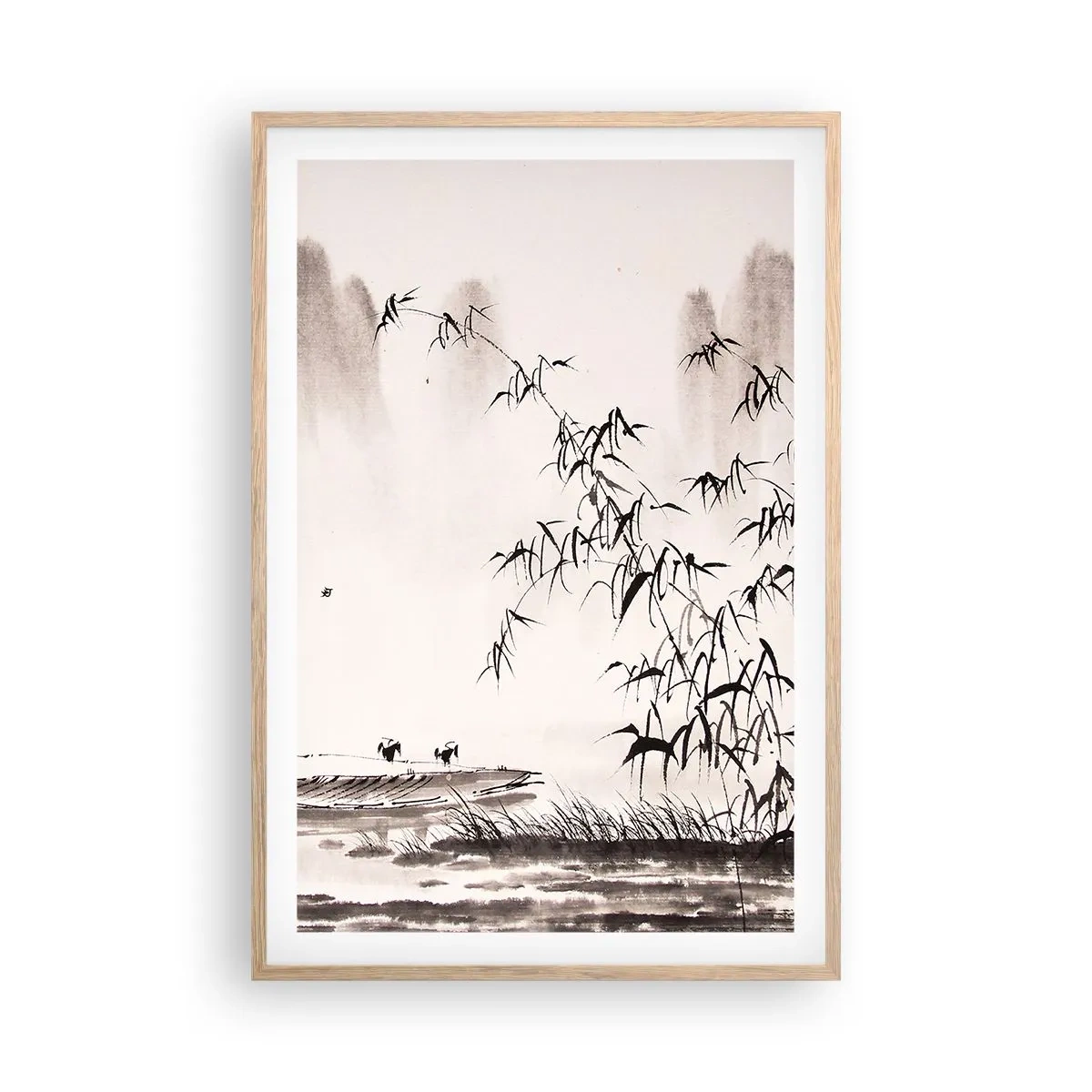 Plakát v rámu světlý dub - Klid rýžových polí - 61x91 cm