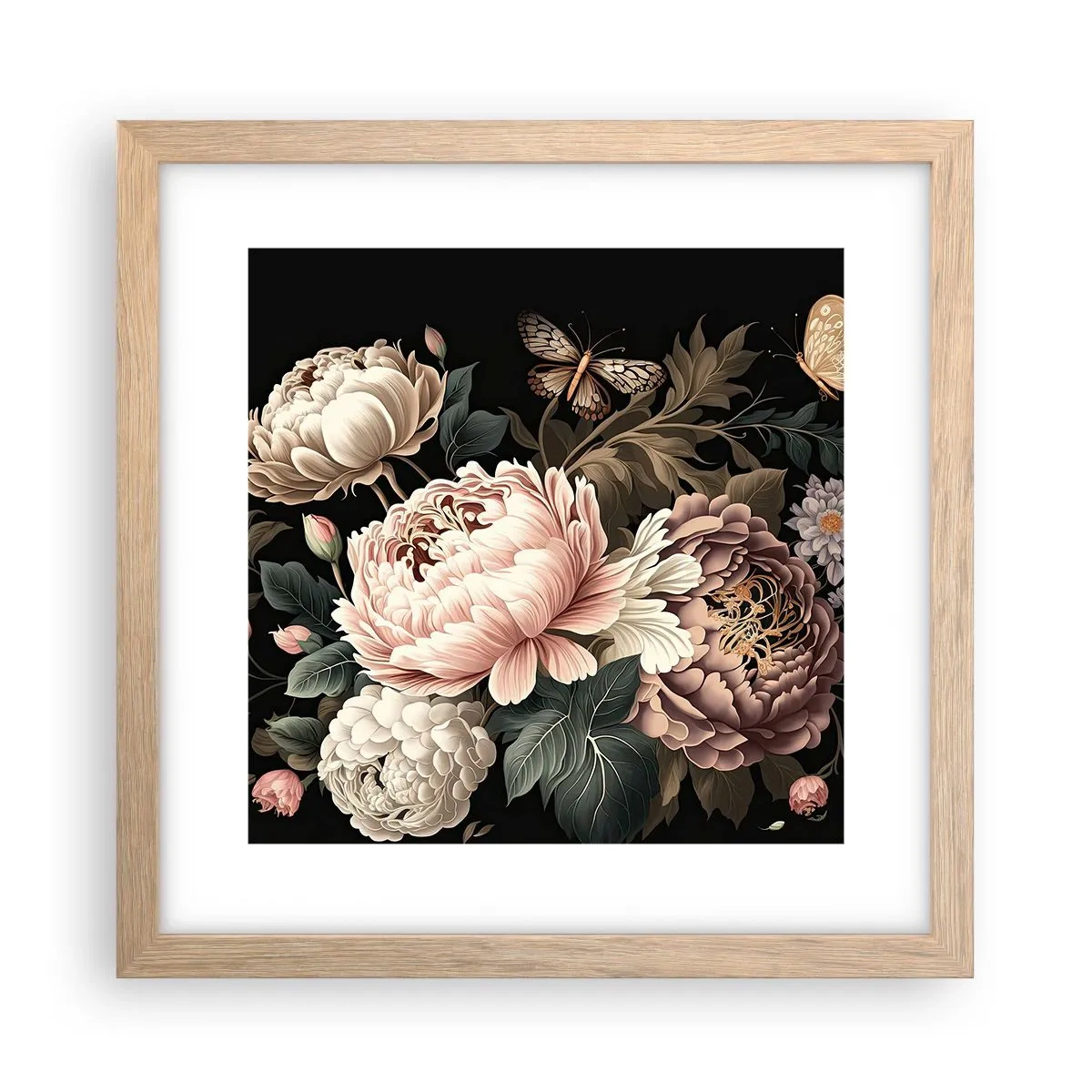 Plakát v rámu světlý dub - V barokním stylu - 30x30 cm