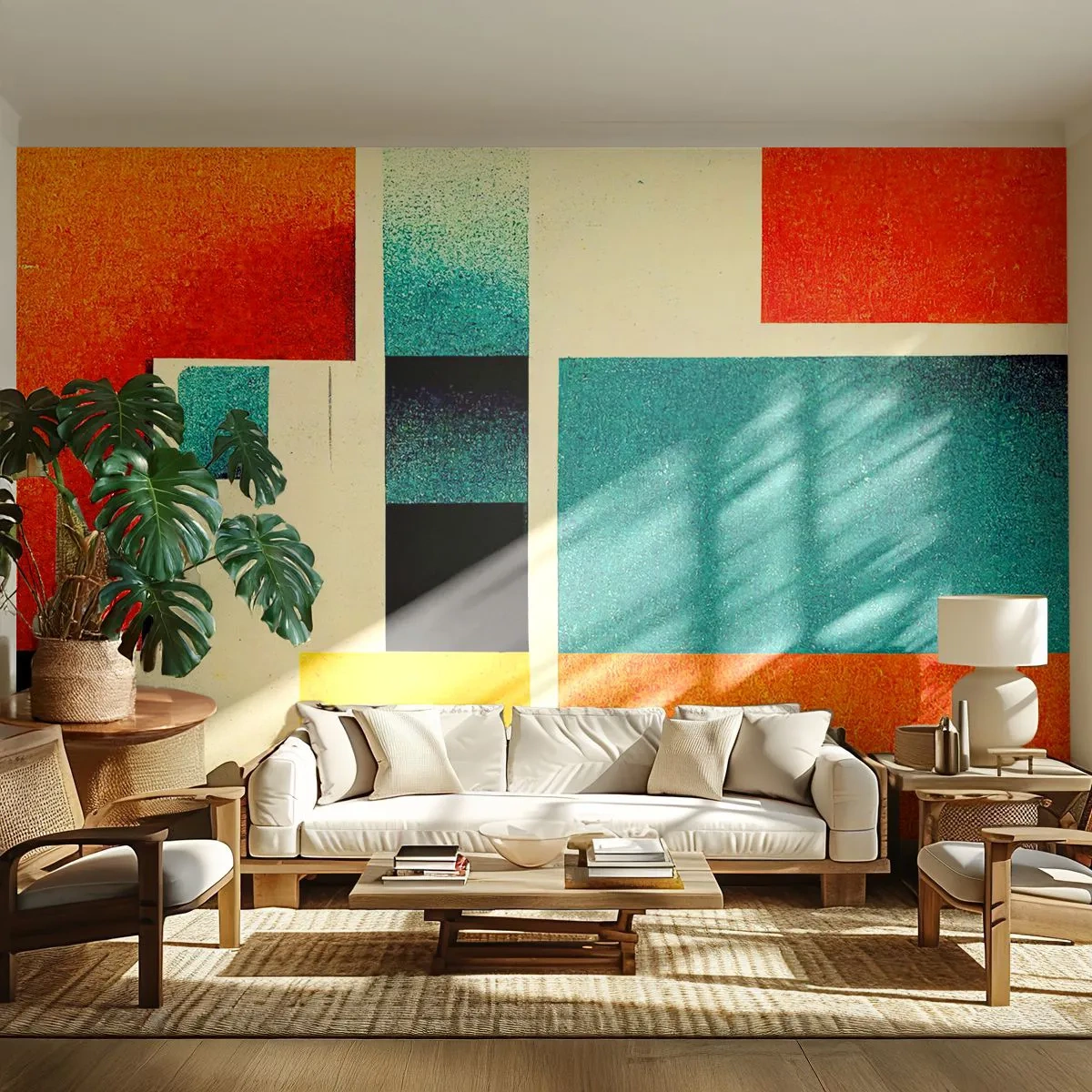 Fototapeta Premium Canvas - Geometrická abstrakce – dobrá energie - Čtverce, Letitý, Kus - 250x175 cm