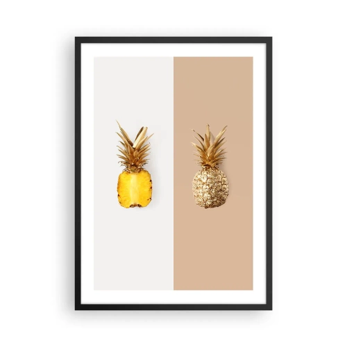 Plakát v černém rámu - Minimalistická kompozice dvou ananasů - 50x70cm - Ananas pro nás - Moderní nástěnná dekorace do obývacího pokoje a ložnice ARTTOR