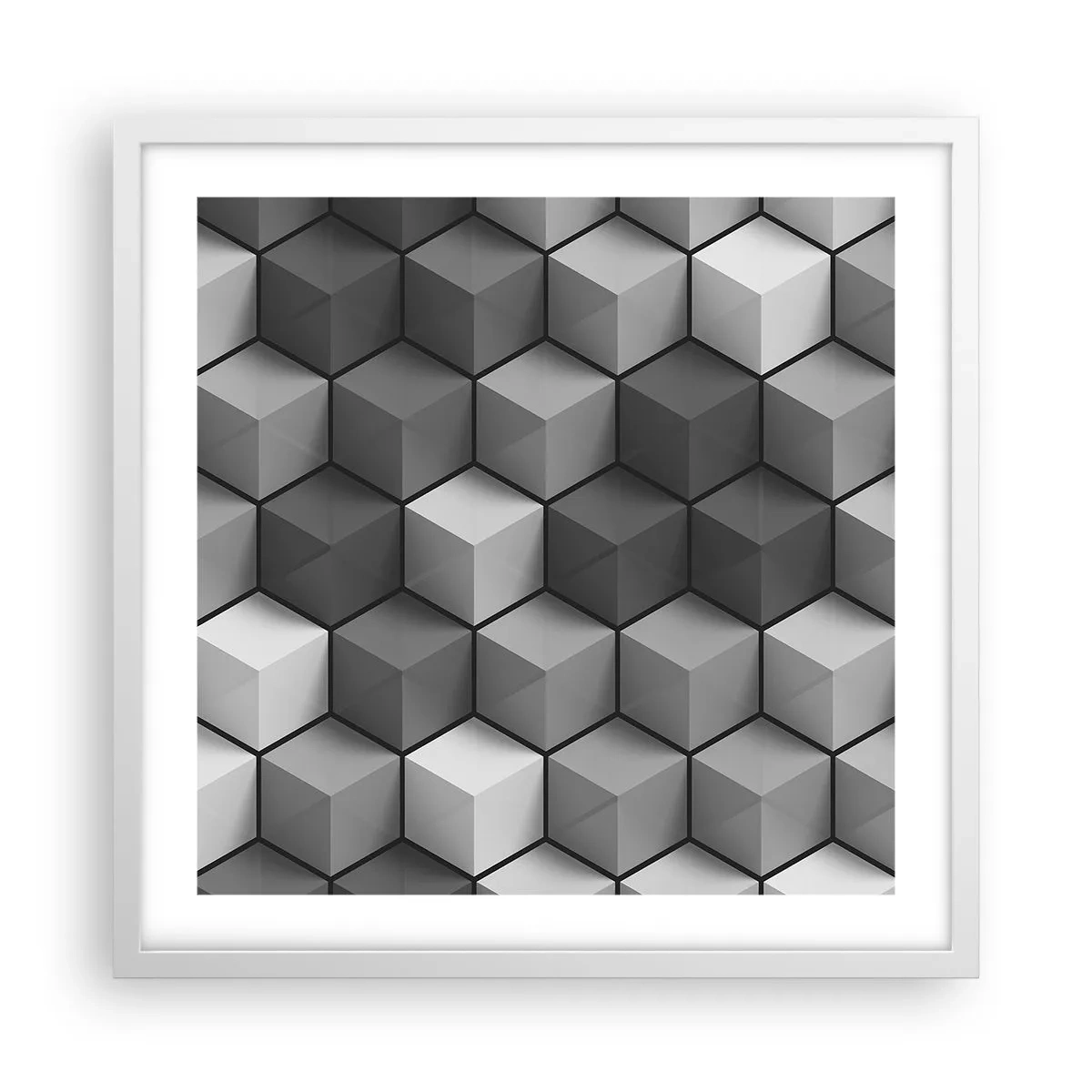 Plakát v bílém rámu - Kubistické puzzle - 50x50 cm