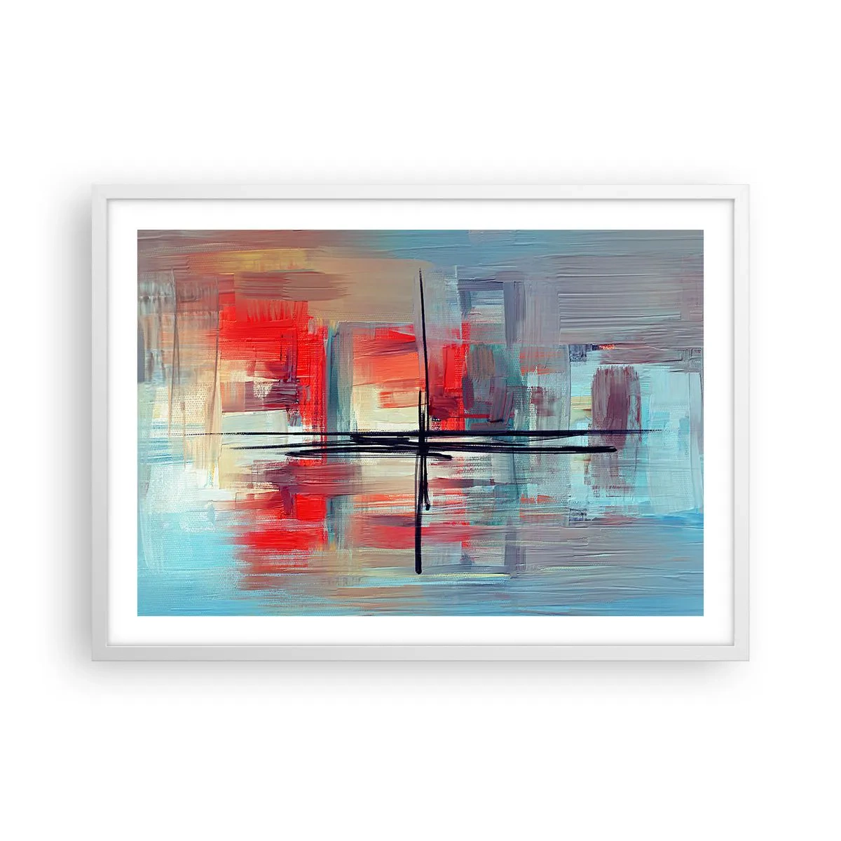 Plakát v bílém rámu - Krajina v neznámé dimenzi - 70x50 cm