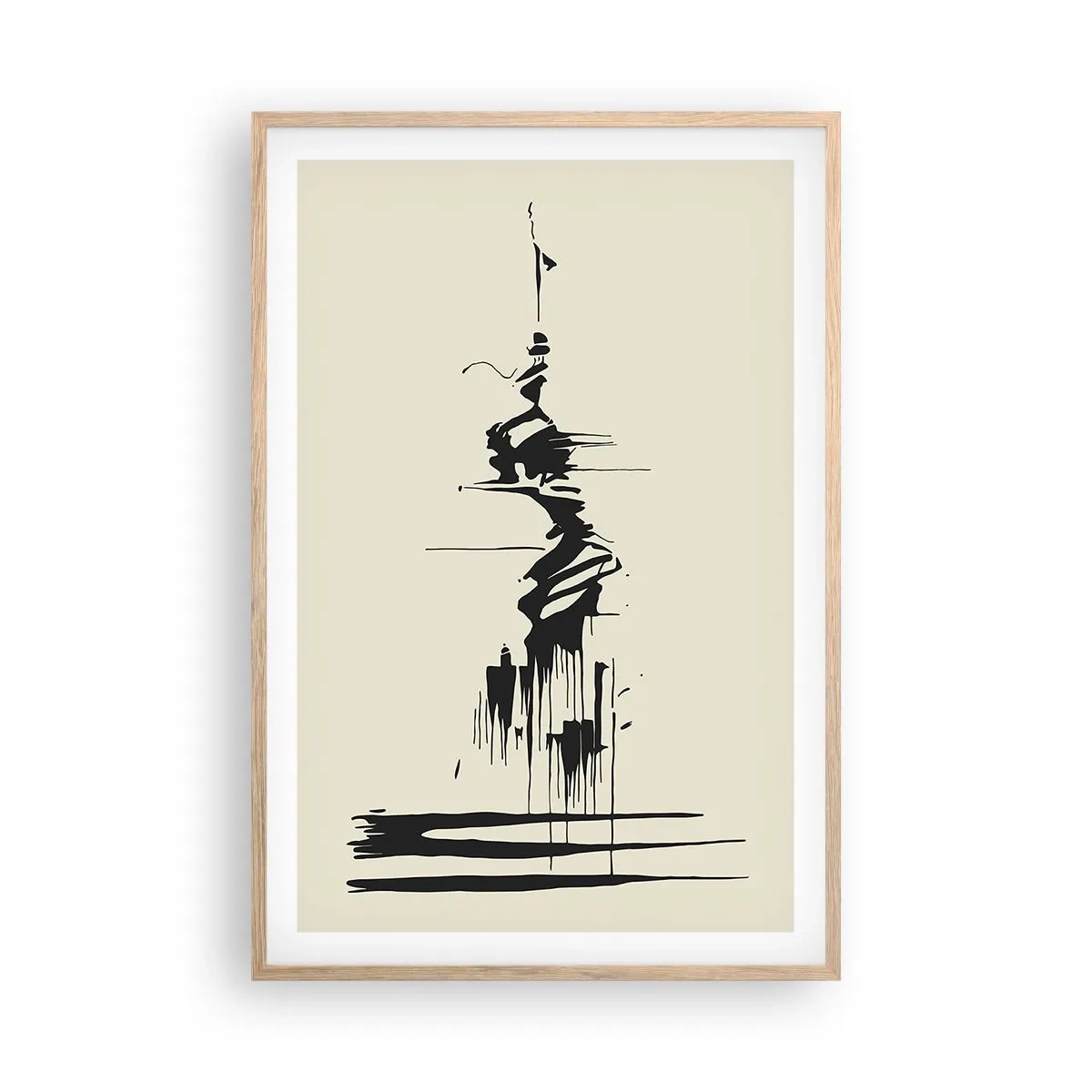 Plakát v rámu světlý dub - Spěšná abstrakce - 61x91 cm