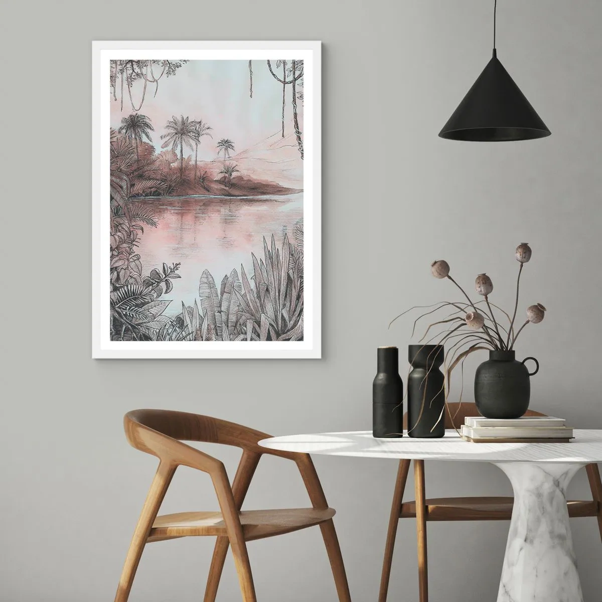 Plakát v bílém rámu - Deník cestovatele z 19. století - 40x50 cm
