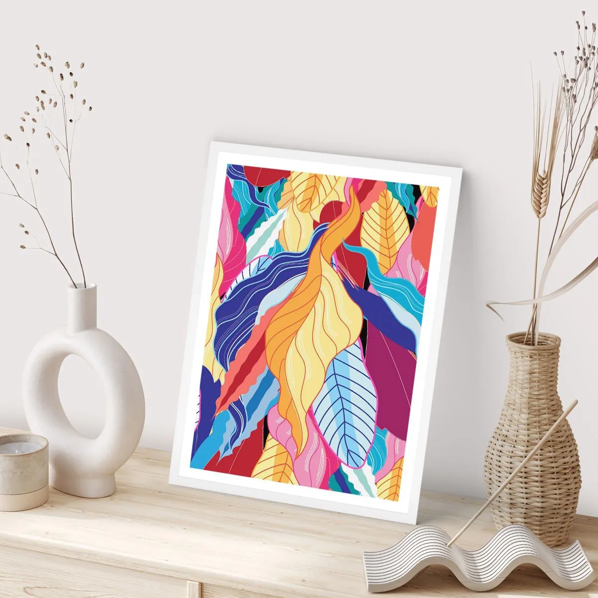 Plakát v bílém rámu - Barevný nepořádek - 70x100 cm