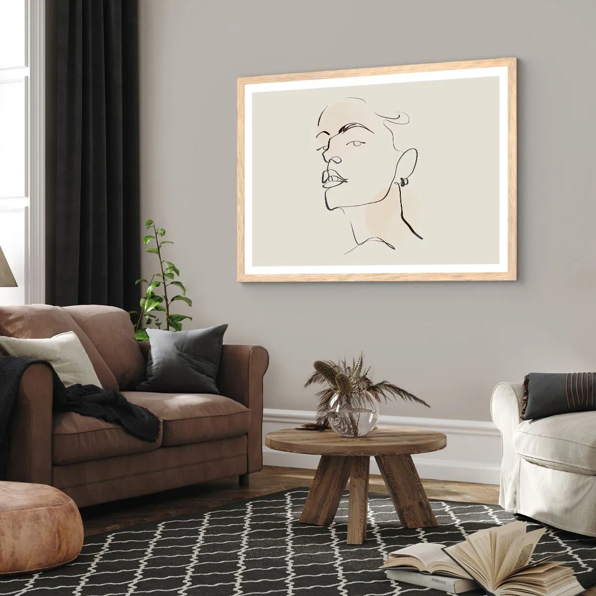 Plakát v rámu světlý dub - Hrdý pohled - 100x70 cm