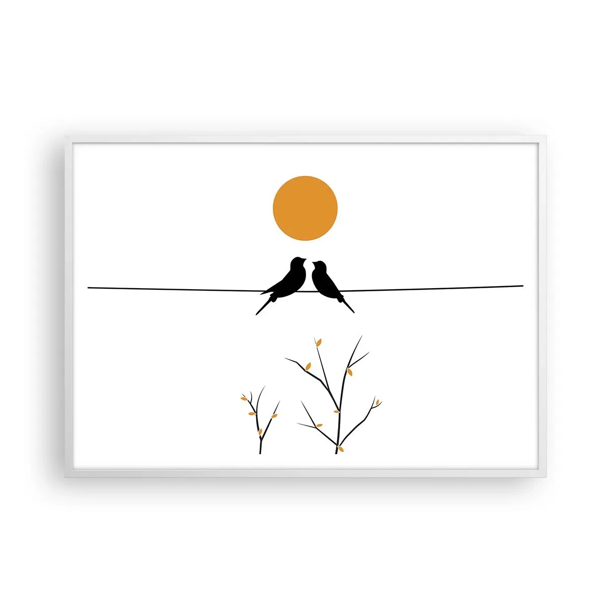Plakát v bílém rámu - Slavíčí večer - 100x70 cm