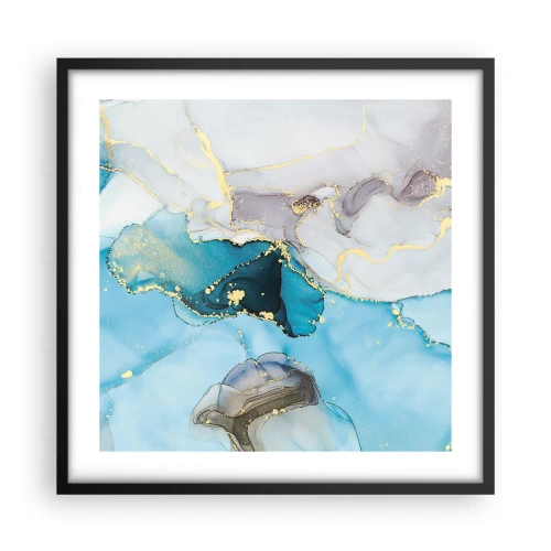 Plakát v černém rámu - Studie o setkání šedé a tyrkysové - 50x50 cm