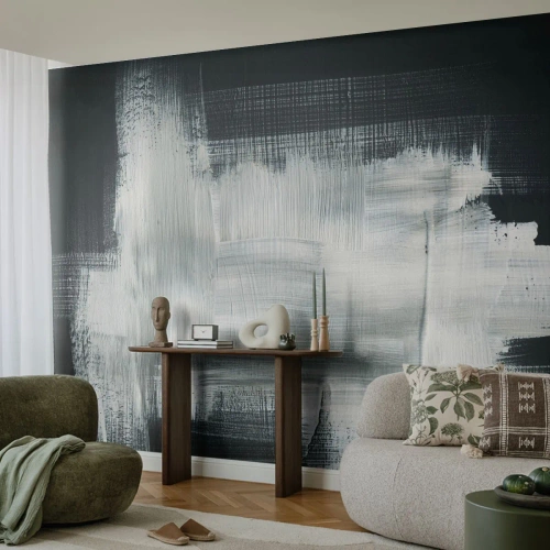 Fototapeta Premium Canvas - Utkané svisle a vodorovně - Abstrakce, Kus, Černý a bílý - 250x175 cm