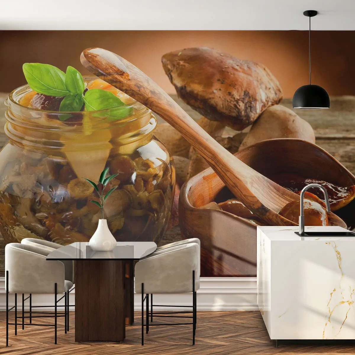 Fototapeta Samolepicí Deluxe Sticker - Ať už čerstvý nebo solený, nebo podzimní… - Gastronomie, Houby, Kuchyně - 250x175 cm