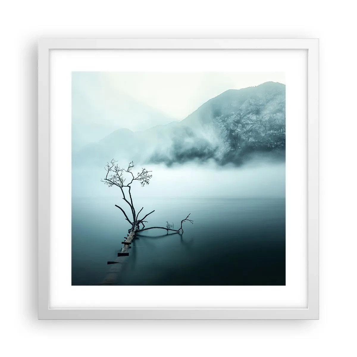 Plakát v bílém rámu - Z vody a mlhy - 40x40 cm