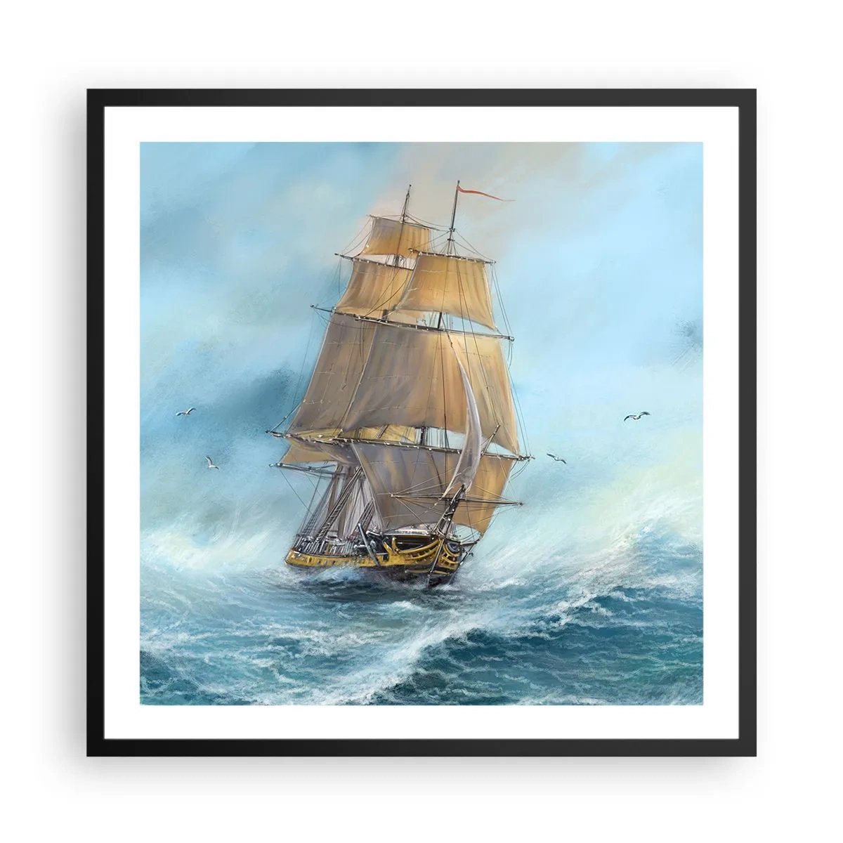Plakát v černém rámu - Běžící po vlnách - 60x60 cm