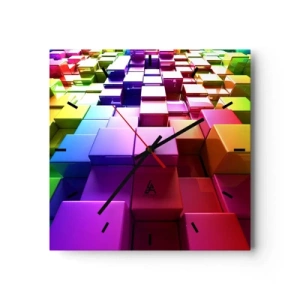 Nástěnné hodiny - Op-artové společně v týmu - 40x40 cm