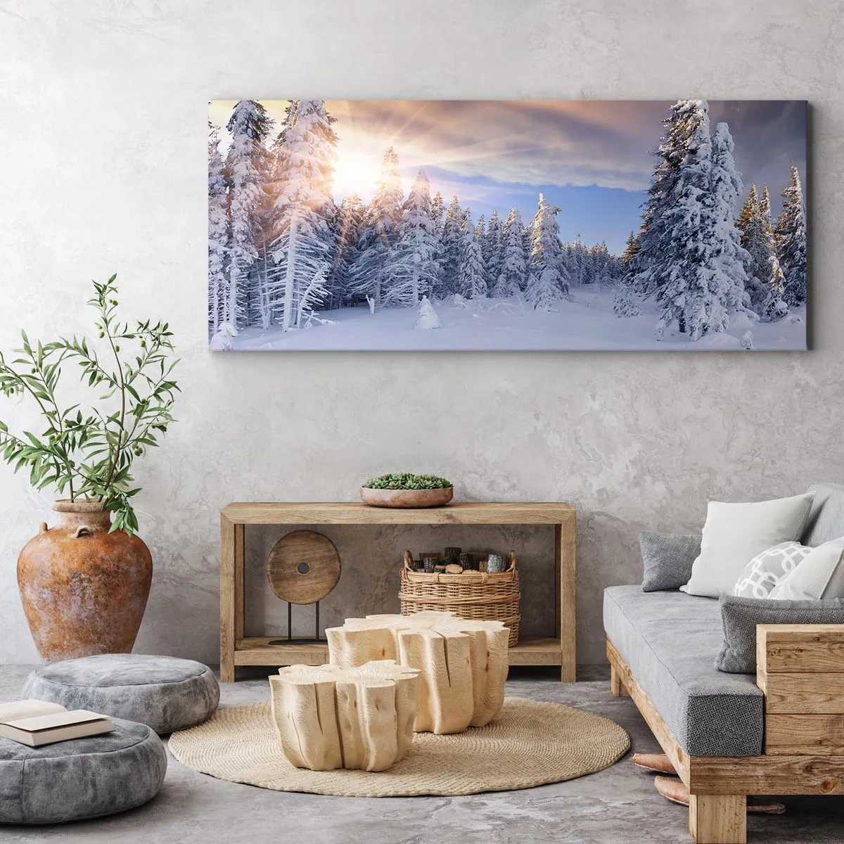 Obraz na plátně - Sněžné představení přírody - 160x50 cm