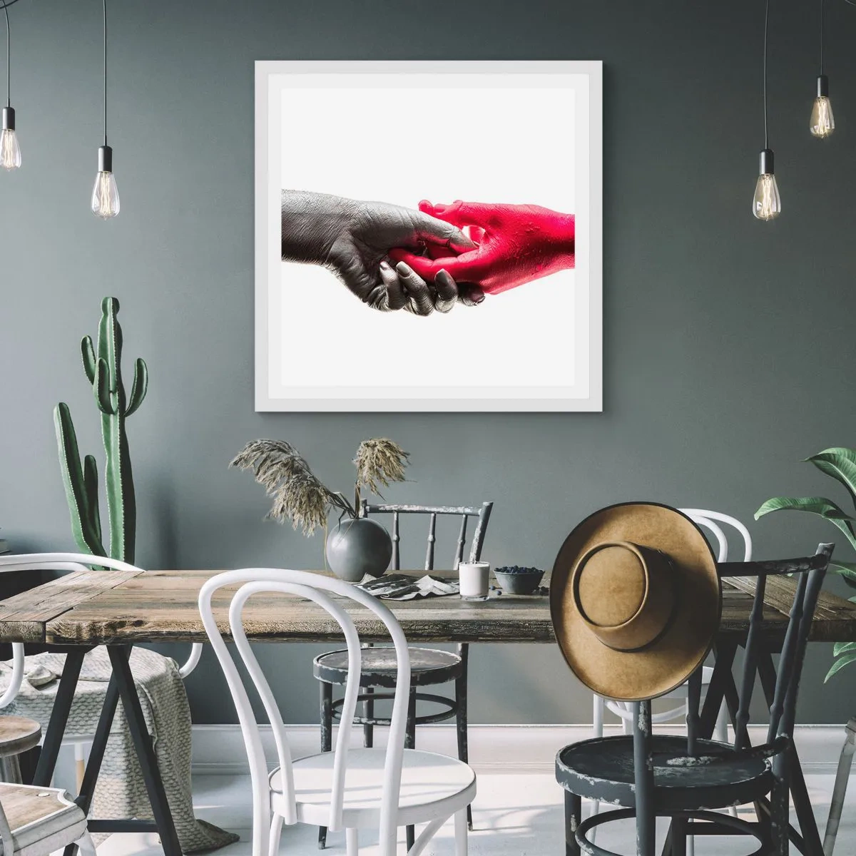 Plakát v bílém rámu - Spolu i když jsme odlišní - 40x40 cm