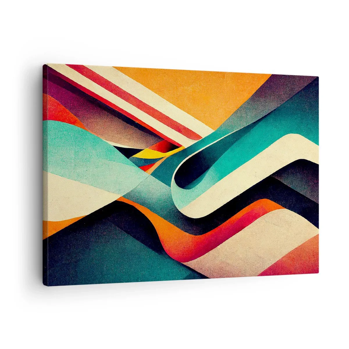 Obraz na plátně - Barevné abstraktní vlny v dynamické kompozici - 70x50cm - Intenzivní kompozice - Moderní nástěnná dekorace do obývacího pokoje a ložnice ARTTOR