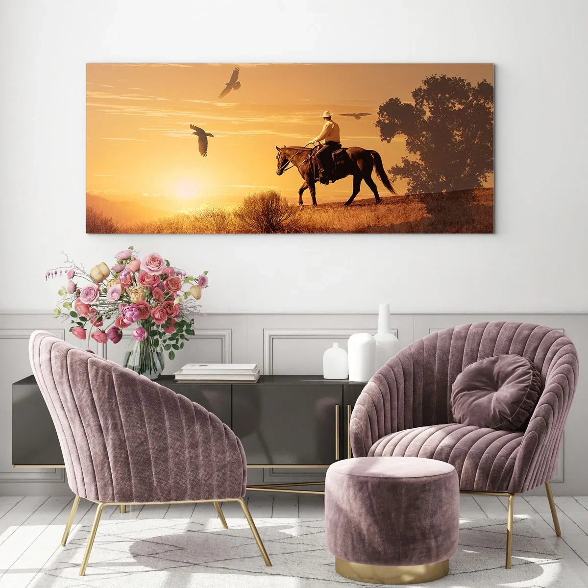 Obraz na skle - Sám prérií - 140x50 cm