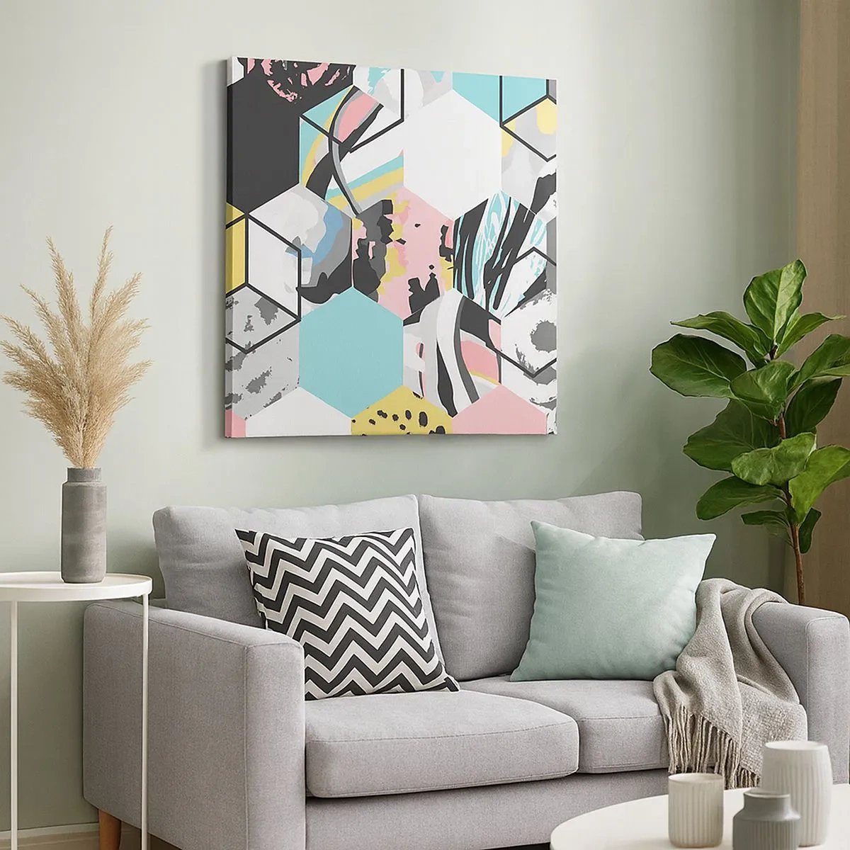 Obraz na plátně - Šestiúhelníky a krychle v šesti barvách - 30x30 cm