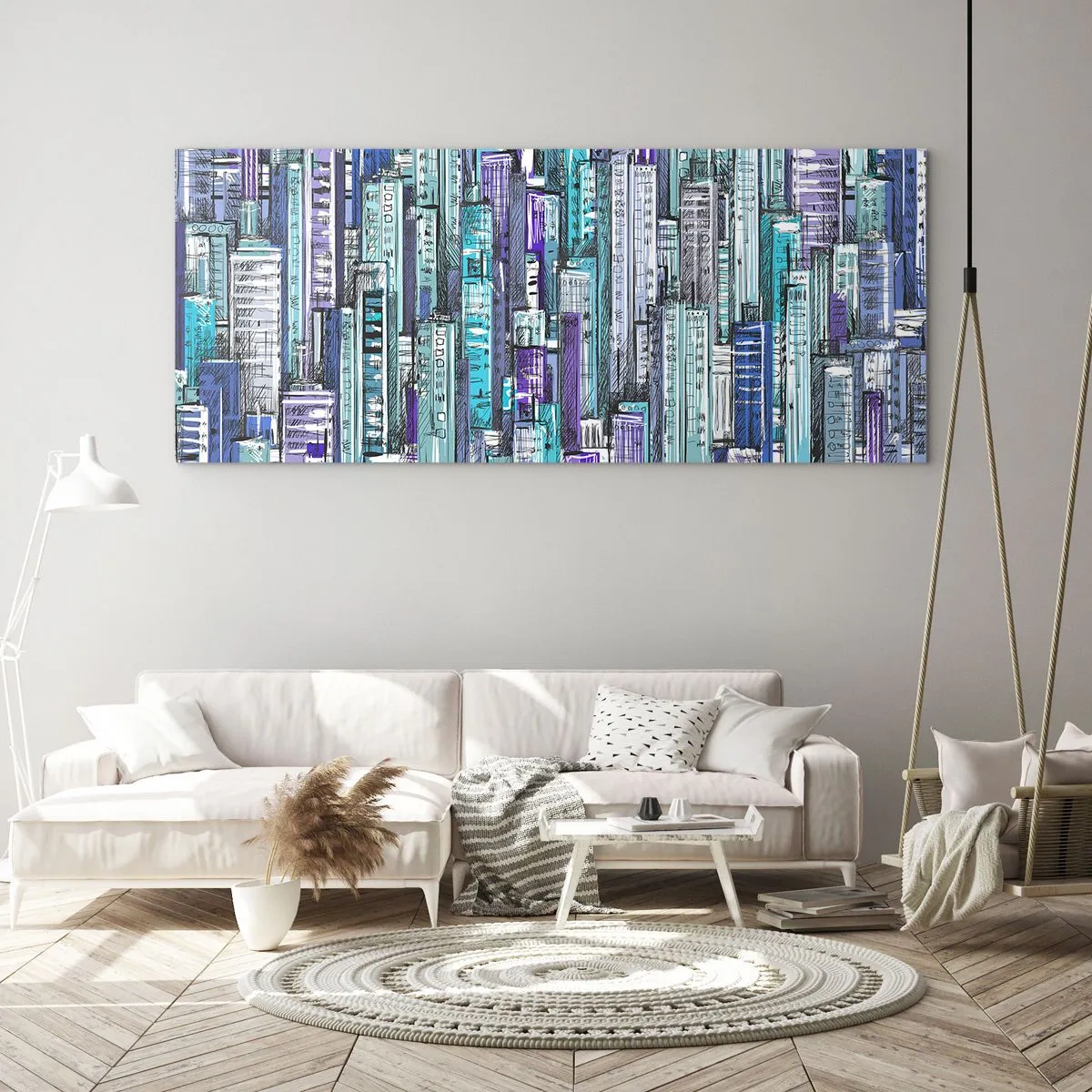 Obraz na skle - Zmodralé od nebe - 120x50 cm
