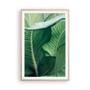 Plakát v rámu světlý dub - Intenzivně zelený život - 61x91 cm