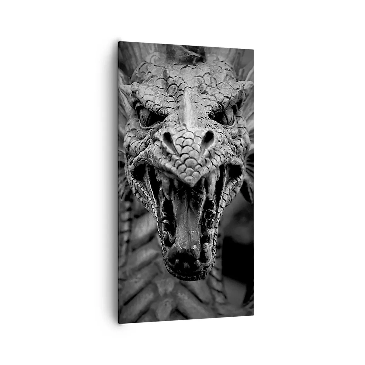 Obraz na plátně - Pohádkový drak v šedi - 65x120 cm