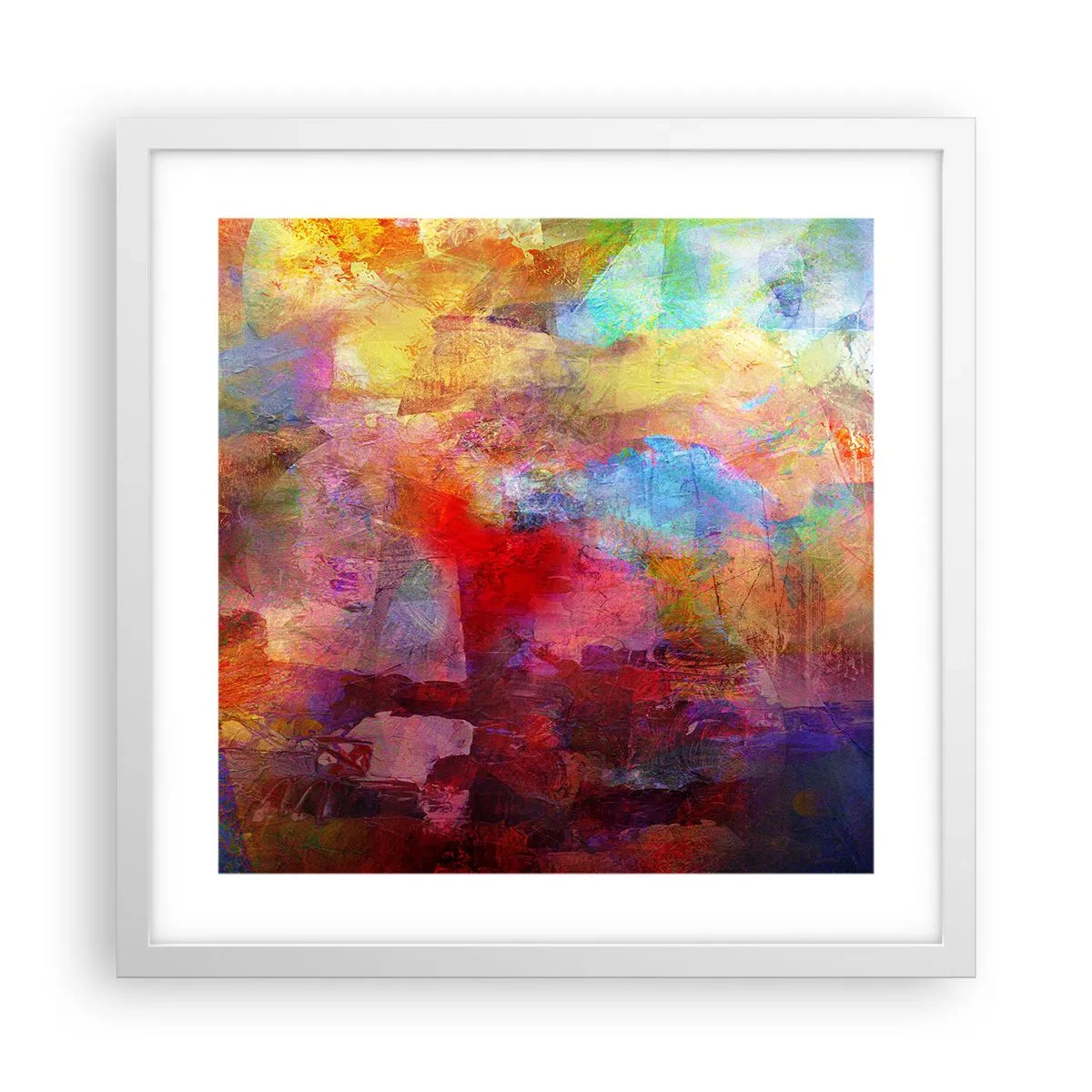 Plakát v bílém rámu - Podívat se doprostřed duhy - 40x40 cm