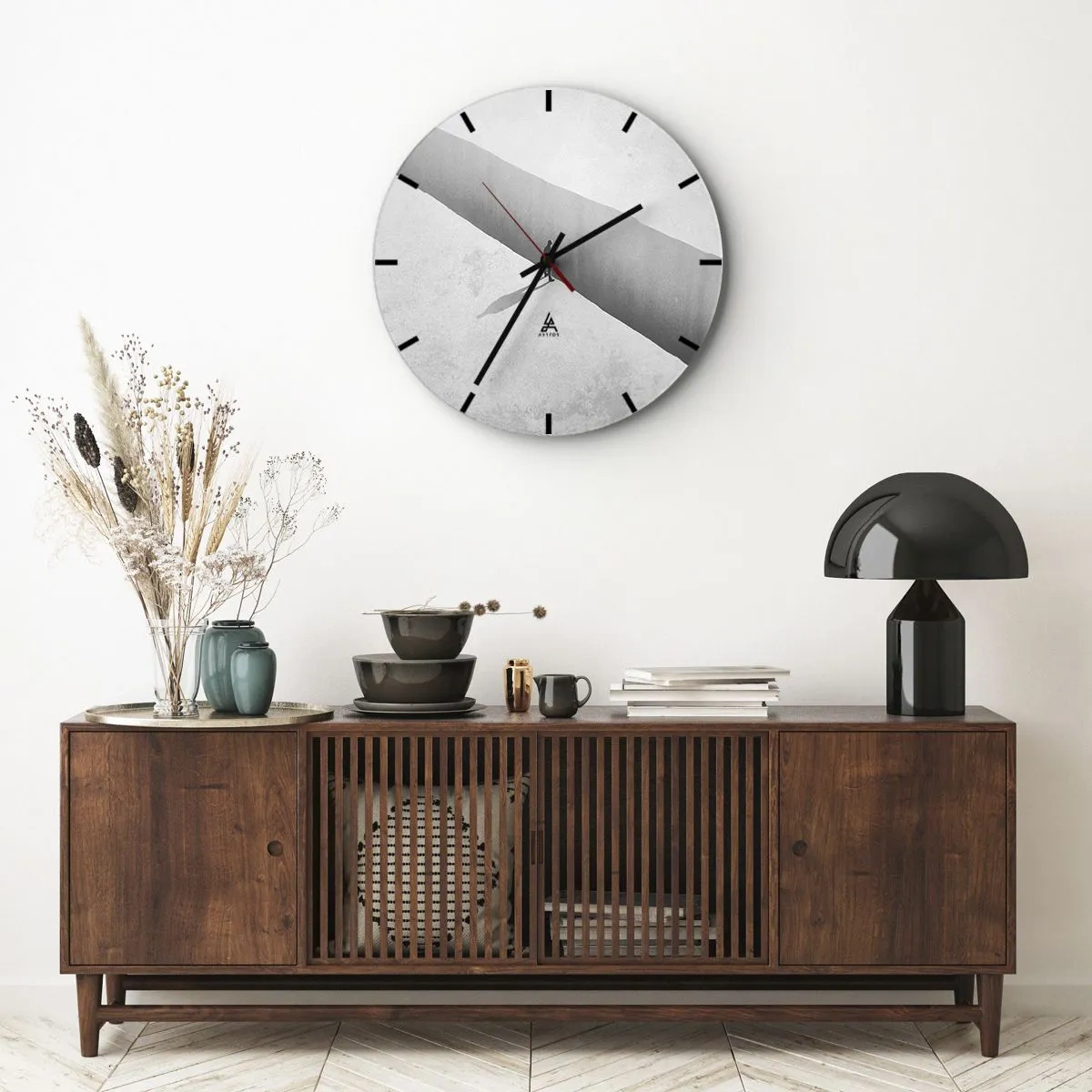 Nástěnné hodiny - Minimalistická silueta postavy ve světelné perspektivě - 30x30cm - Jasný cíl - Moderní nástěnná dekorace do obývacího pokoje, kuchyně a ložnice ARTTOR