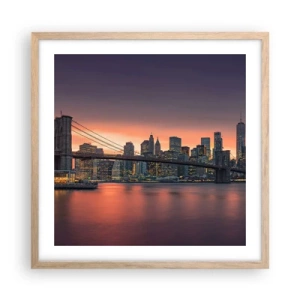 Plakát v rámu světlý dub - Ponořené do liliového ticha - 50x50 cm