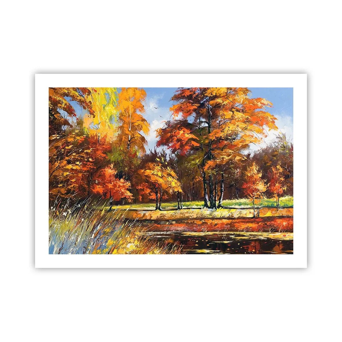 Plakát - Krajinka ve zlaté a hnědé - 70x50 cm