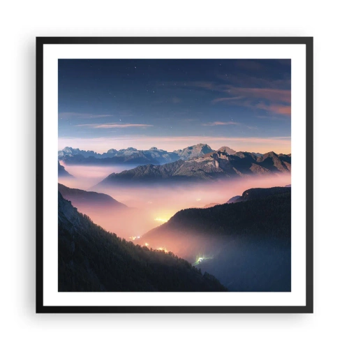 Plakát v černém rámu - Světlo v údolích - 60x60 cm