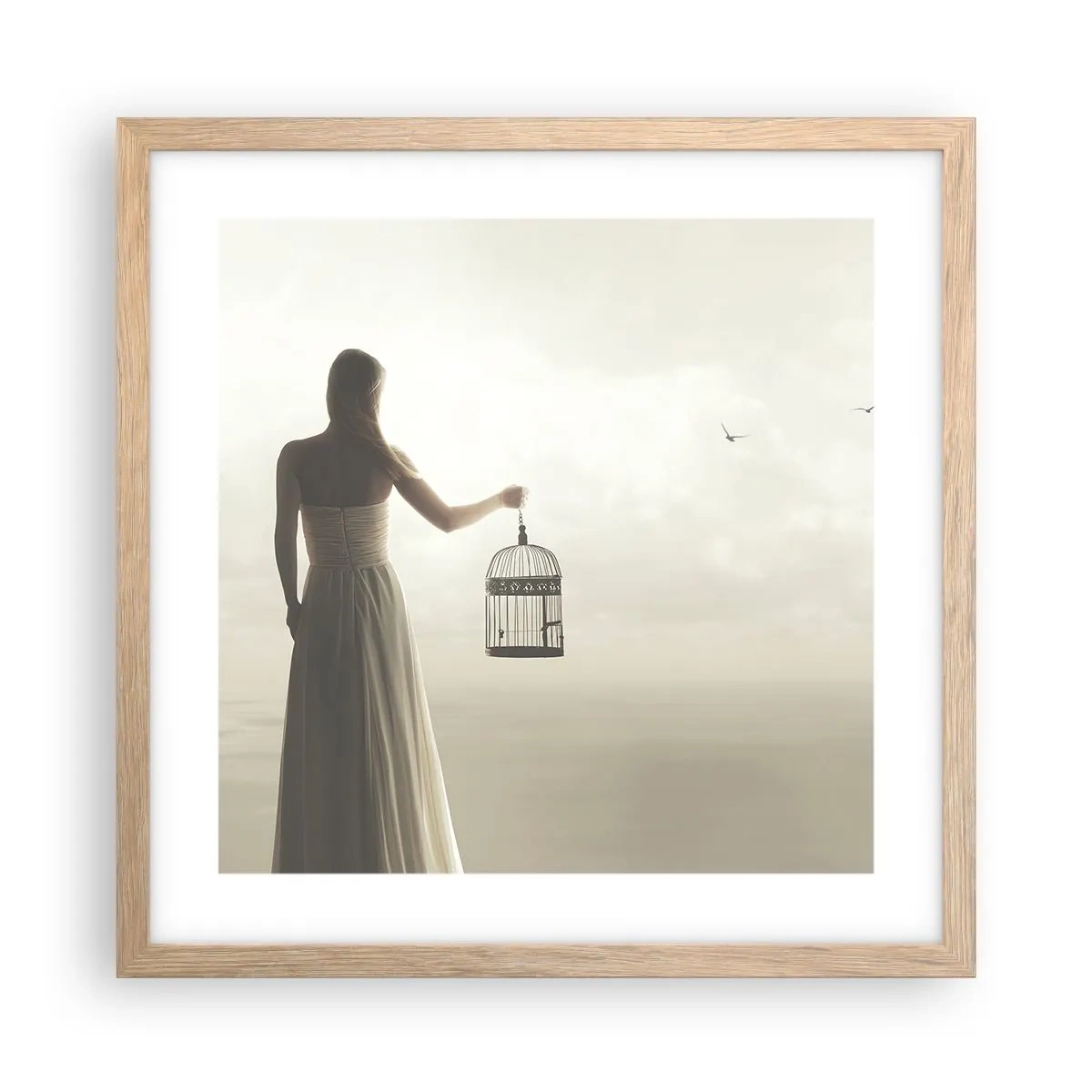 Plakát v rámu světlý dub - Buď svobodná - 40x40 cm