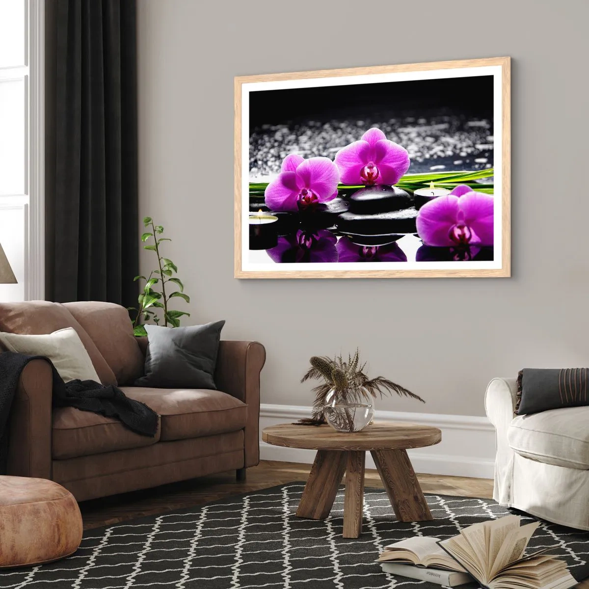 Plakát v rámu světlý dub - Utonout v tichu a klidu - 70x50 cm