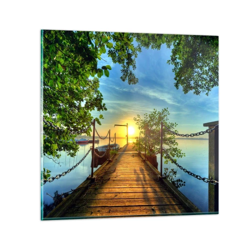 Obraz na skle - Západ u vody - 30x30 cm