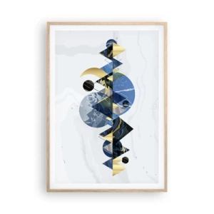 Plakát v rámu světlý dub - Geometrická krajina - 70x100 cm