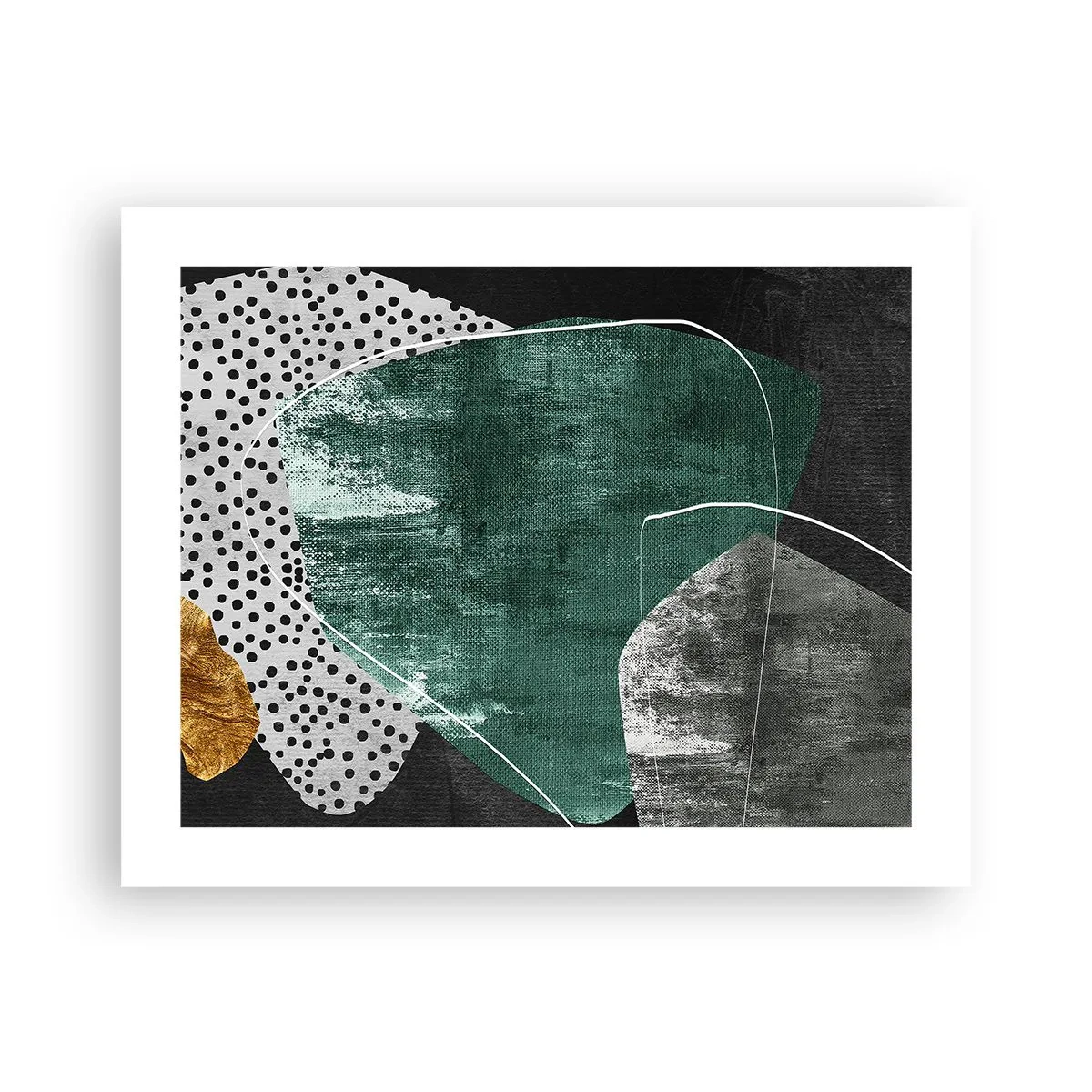 Plakát - Barevná abstrakce se zlatou vločkou - 50x40 cm